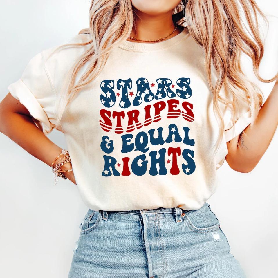 Stars Stripes And Equal Rights T-Shirt, American Independence Day 1776 Shirt, Floral USA Coquette Shirt, 4th of July Shirt, America Retro Shirt, Memorial Day Shirt, Top Women