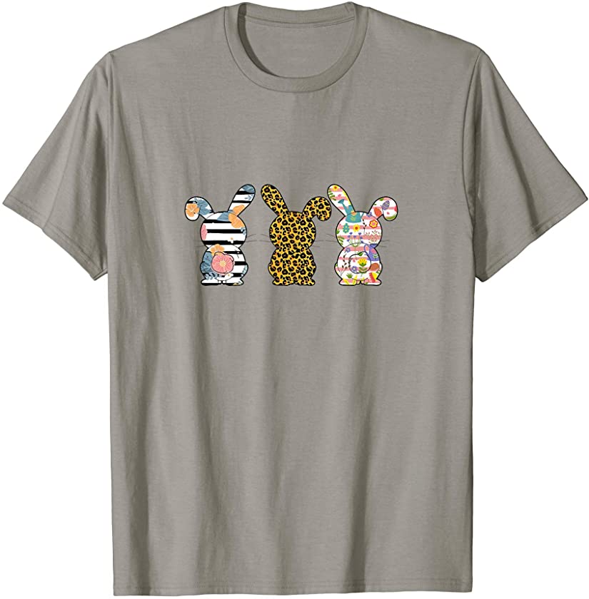 Easter Day Leopard Striped Bunny Rabbit T-Shirt