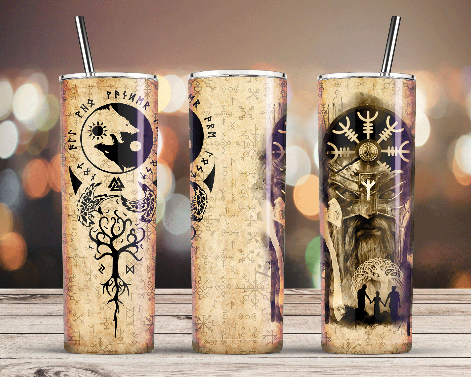 Runic Raven Skinny Tumbler 20oz, Viking tumbler, Viking Symbol, Norse Pagan, Norse Mythology Tumbler