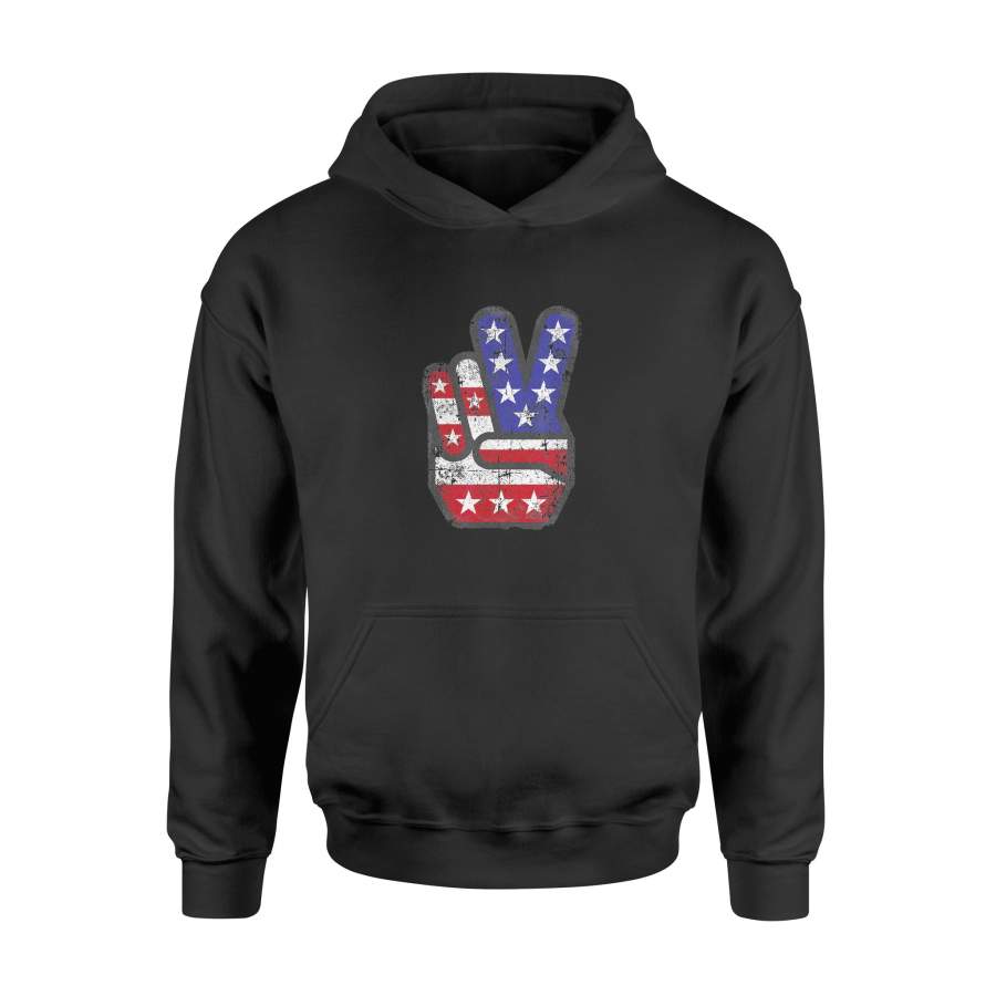 4th of July Shirt American Flag Peace Sign Hand Shirts – Standard Hoodie