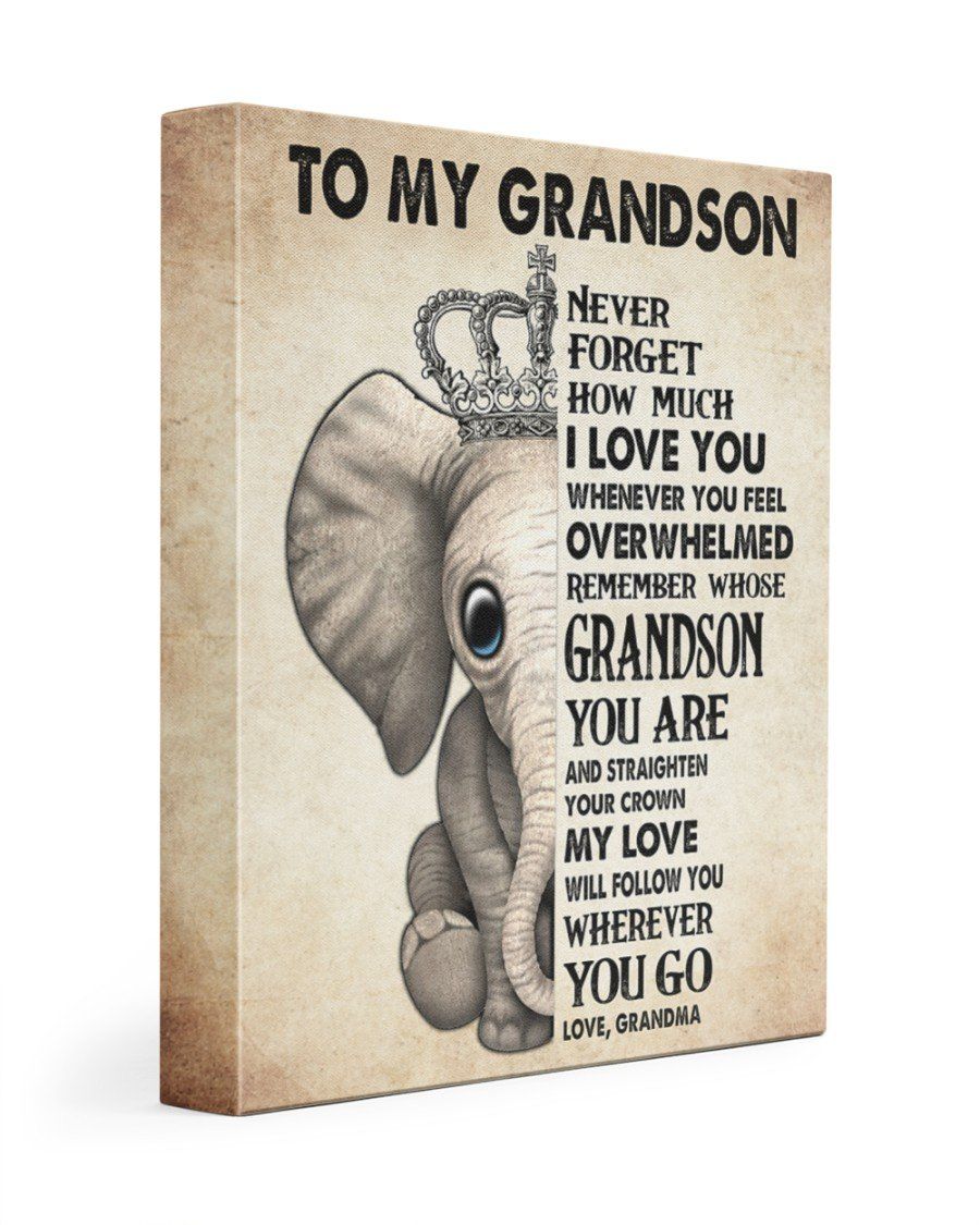 How Much I Love You Elephant Grandma Matte Canvas To Grandson Matte Canvas