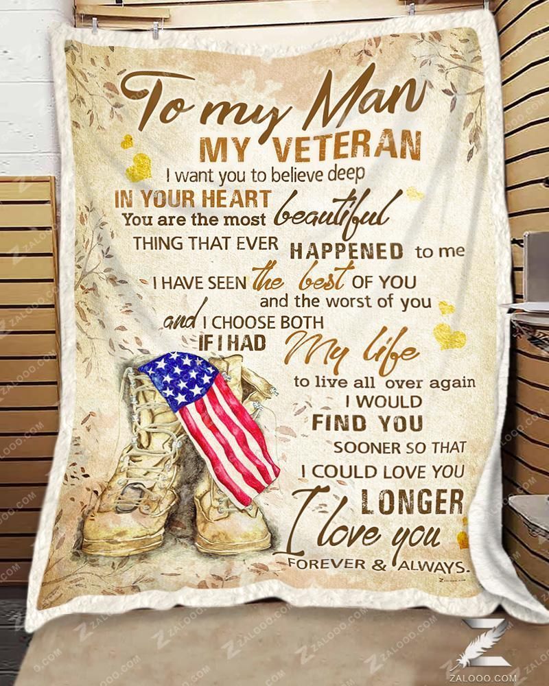 – Custom Fleece Blanket – Veteran – To My Man – I Choose Both