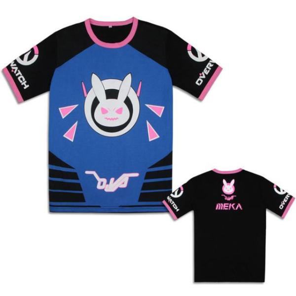 T-shirt Game OW D.VA Rabbit Cosplay Dva Unisex Short Sleeve Tops Tee Shirt Costumes