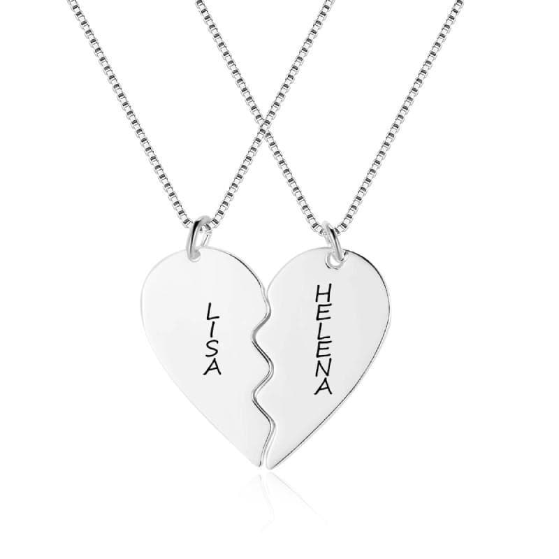 Broken Heart Matching Couple Necklaces Personalized With Names