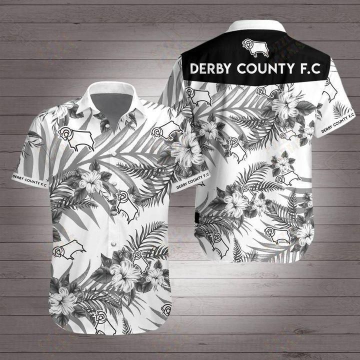 Derby County Football Club Hawaii Shirt White Men Women Beach Wear Short Sleeve Ha14468