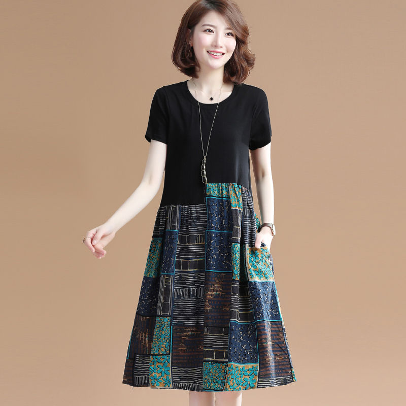 Women Dresses Women’s Summer Plaid Short-Sleeved Dress A- Line Skirt Vestido De Mujer Femme Robe alx