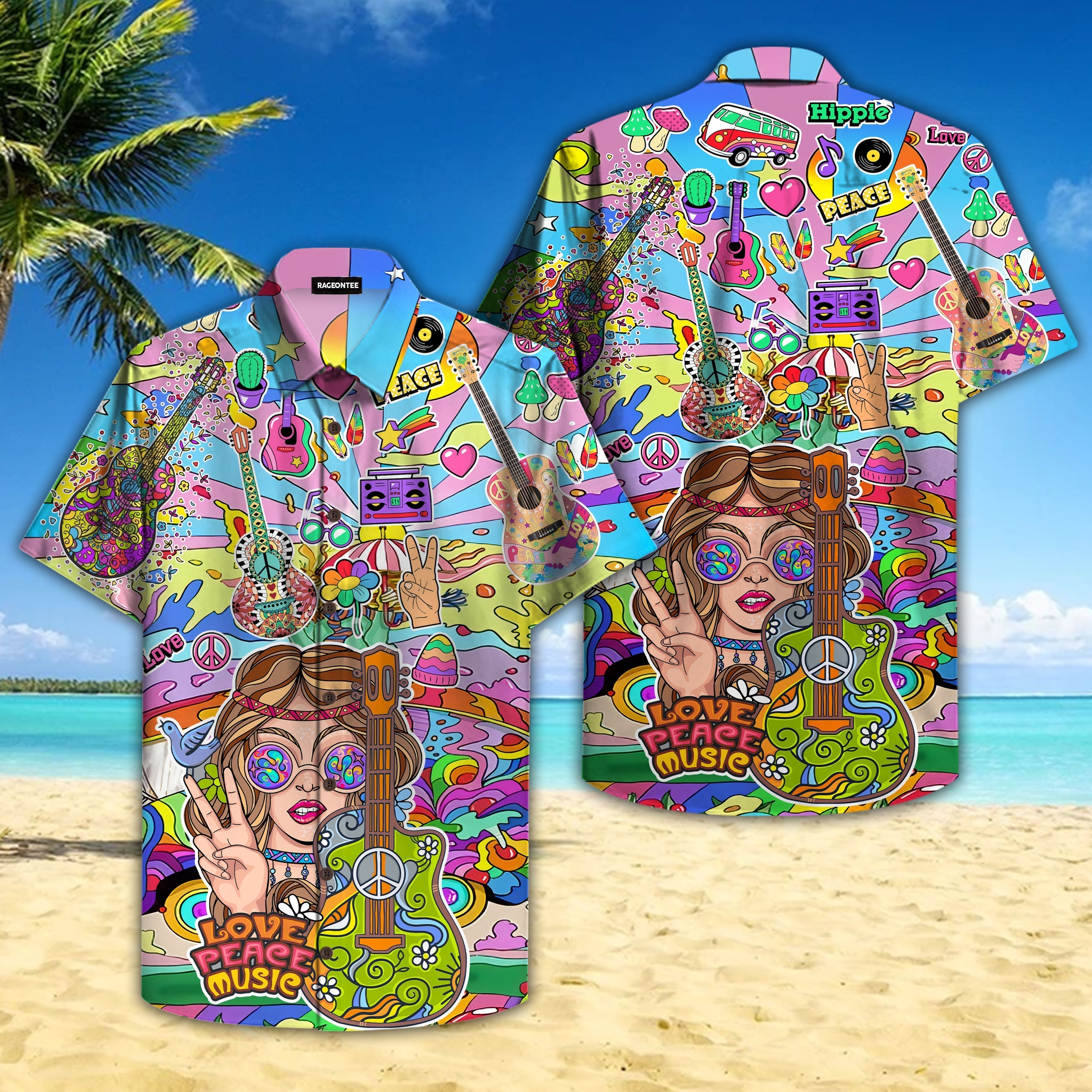 Hippie Guitar Hawaii Shirt For Men Women Ha52375