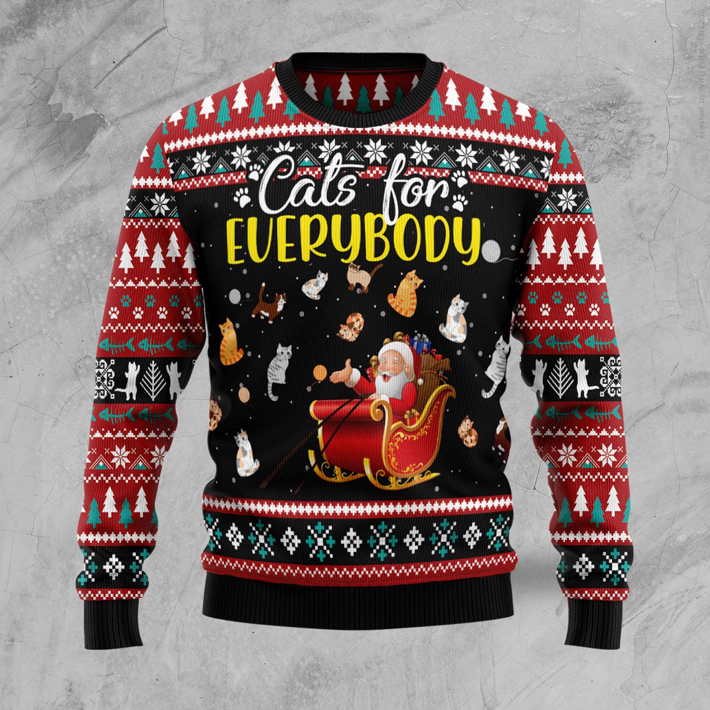 Cats For Everybody Merry Christmas Ugly Christmas Sweater | For Men & Women | Adult | Us5827