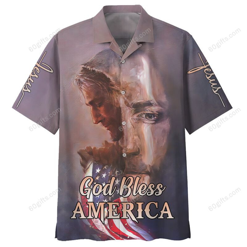 3D Jesus Hawaiian Shirt, Hoodie, Zip Hoodie, Hoodie Dress, Sweatshirt God Bless American Christian All Over Print