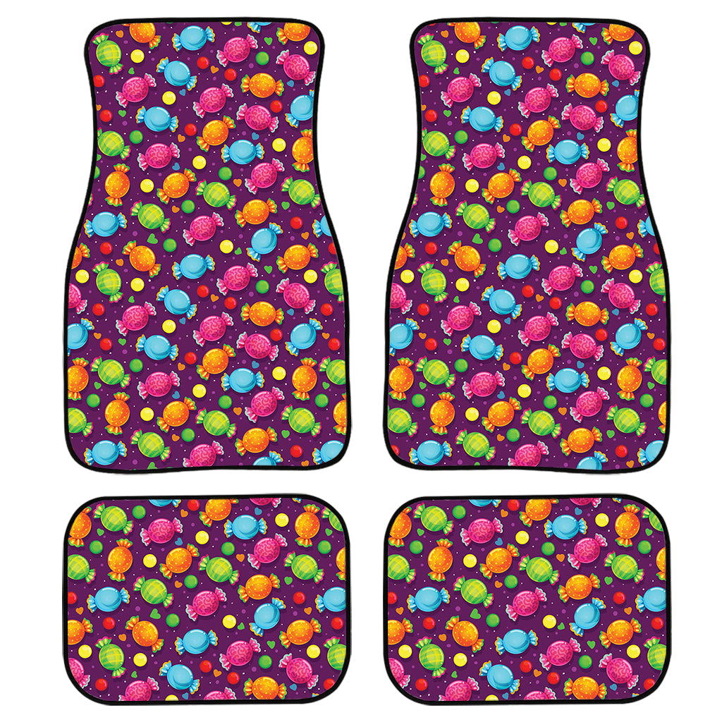 Sweet Candy Pattern Print Front And Back Car Floor Mats, Front Car Mat