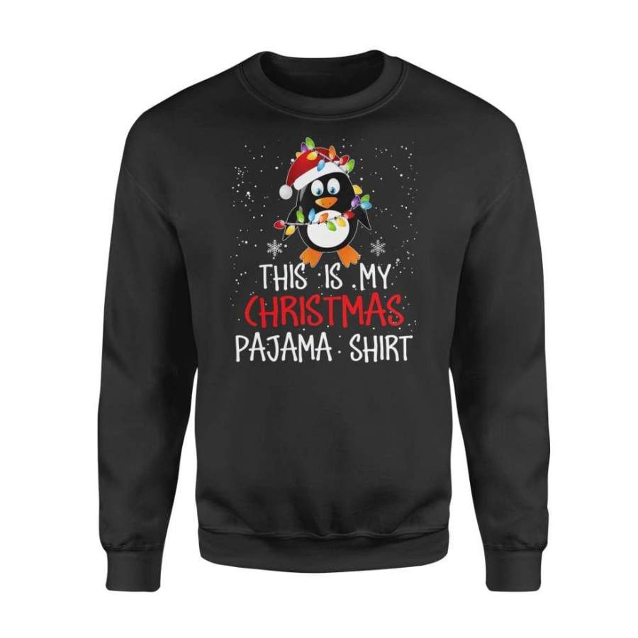 This Is My Christmas Pajama Shirt Penguins Santa Gift – Standard Fleece Sweatshirt