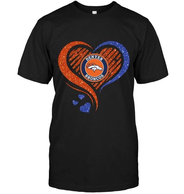 Denver Broncos Heart Glittering Shirt T Shirt Hoodie,  Hoodie Sweater