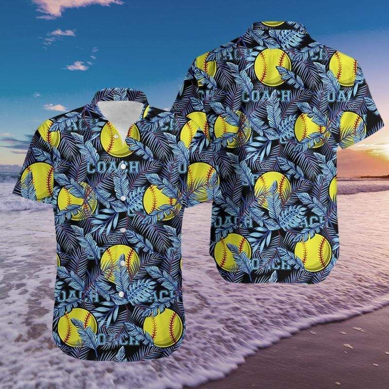 Shop Softball Coach Blue Hawaii Aloha Shirts Ha21997