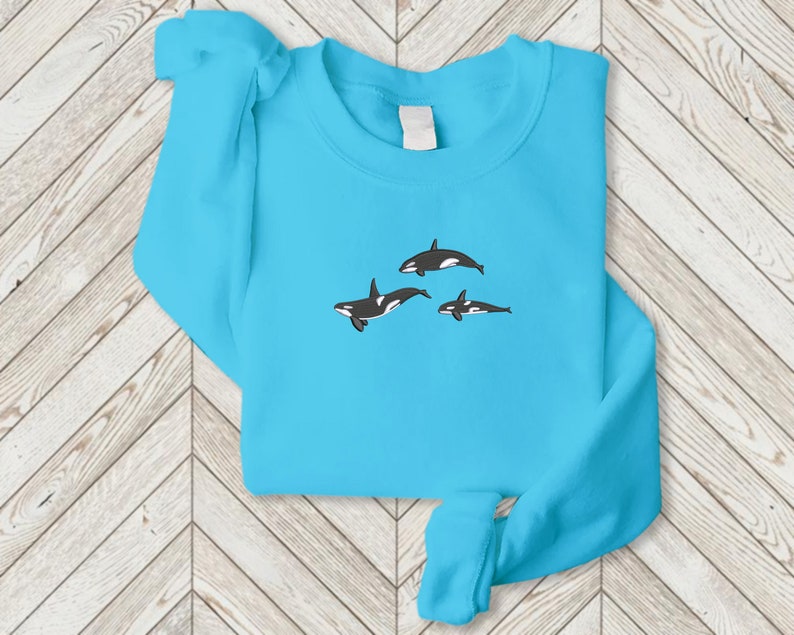 Orca Whales Embroidered Sweatshirt 2D Crewneck Sweatshirt All Over Print Sweatshirt For Women Sweatshirt For Men Sws3232