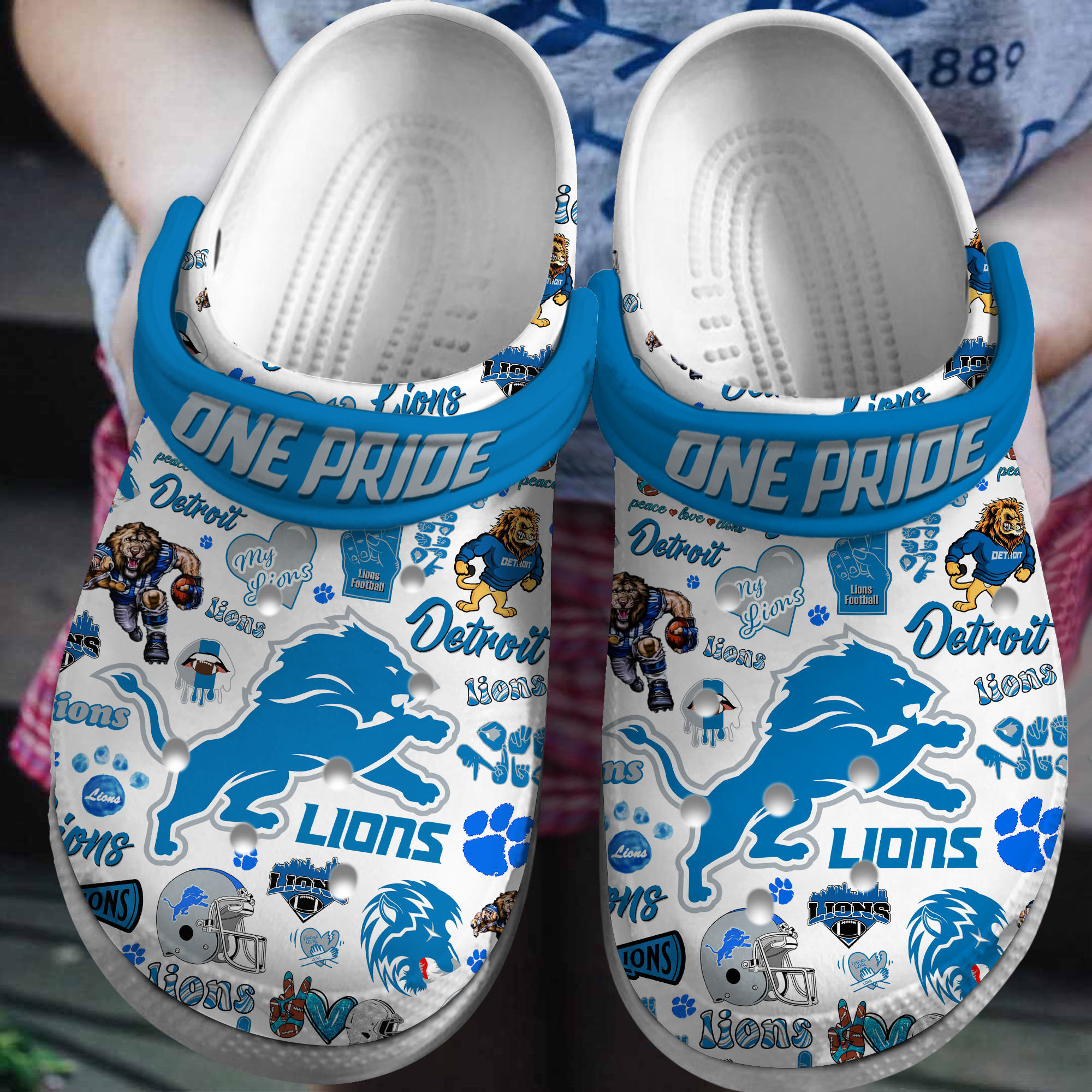 Detroit Lions NFL Sport Crocs Crocband Clogs Shoes Comfortable For Men Women and Kids 3