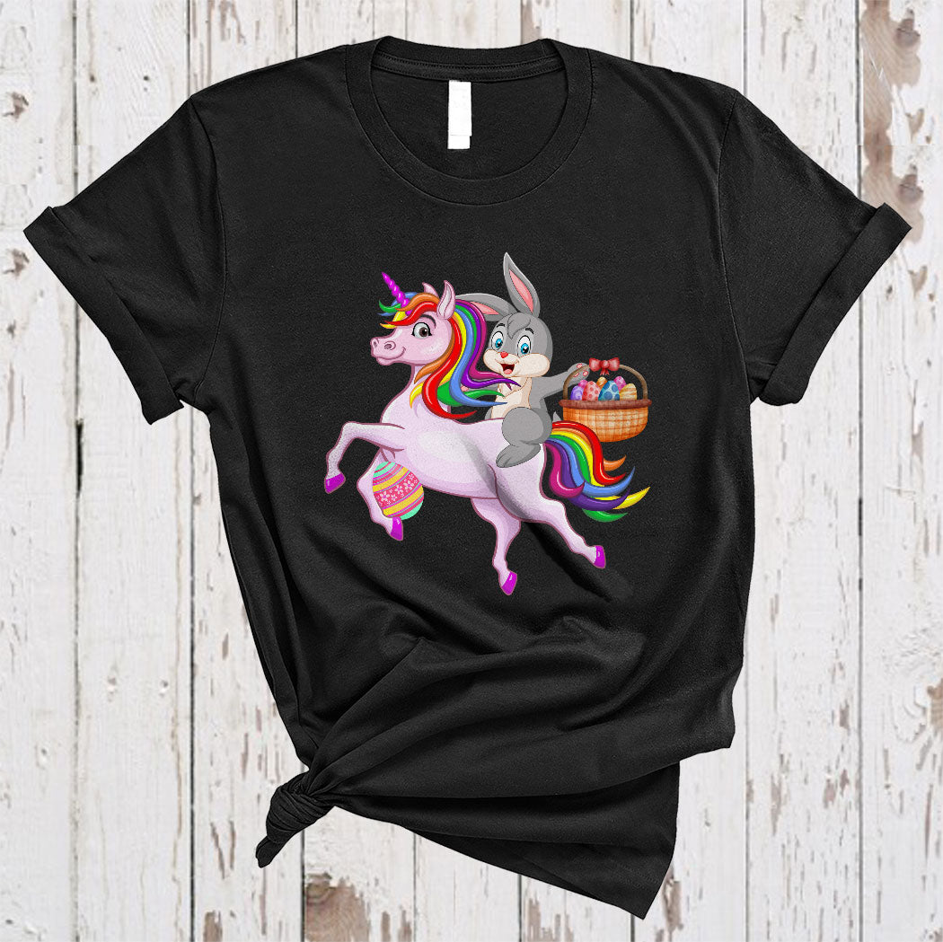 Cute Bunny Riding Unicorn Funny Easter Day Egg Hunting Rabbit Unicorn Lover Gifts T-Shirt