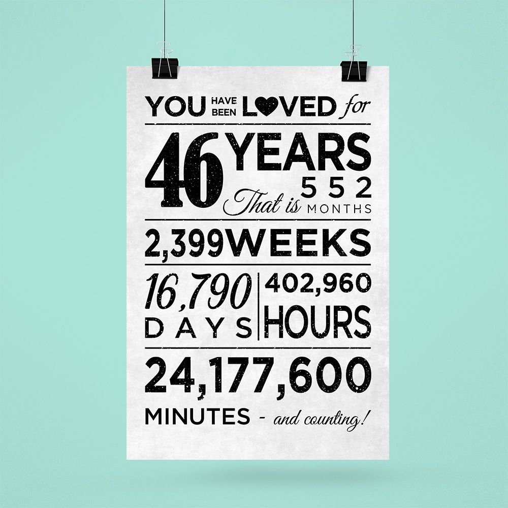 Personalized 46Th Wedding Anniversary Gifts Poster For Couple, Girlfriend, Boyfriend, Wife, Husband, Him, Her