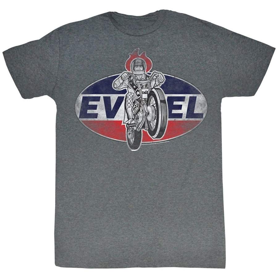 Evel Knievel American Iconic Daredevil Vtg Style Flag Logo Adult T-Shirt