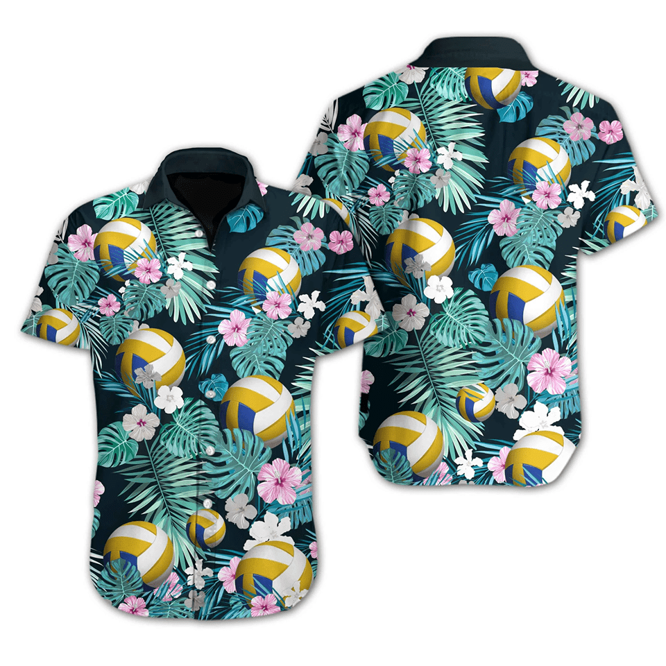 Hawaii Aloha Shirts Volleyball Flowers Ha69089