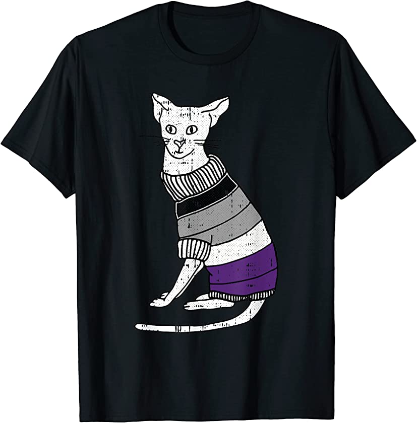 Asexual Cat LGBT-Q Pride Cute Kitten Kitty Proud Ally Ace T-Shirt