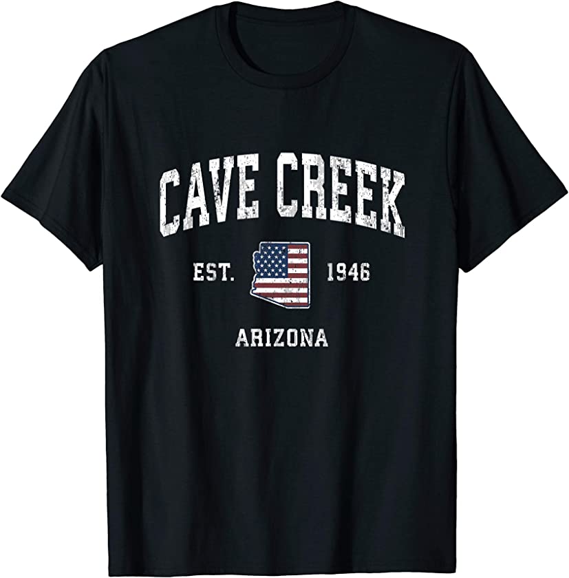 Cave Creek Arizona AZ Vintage American Flag Sports Design T-Shirt