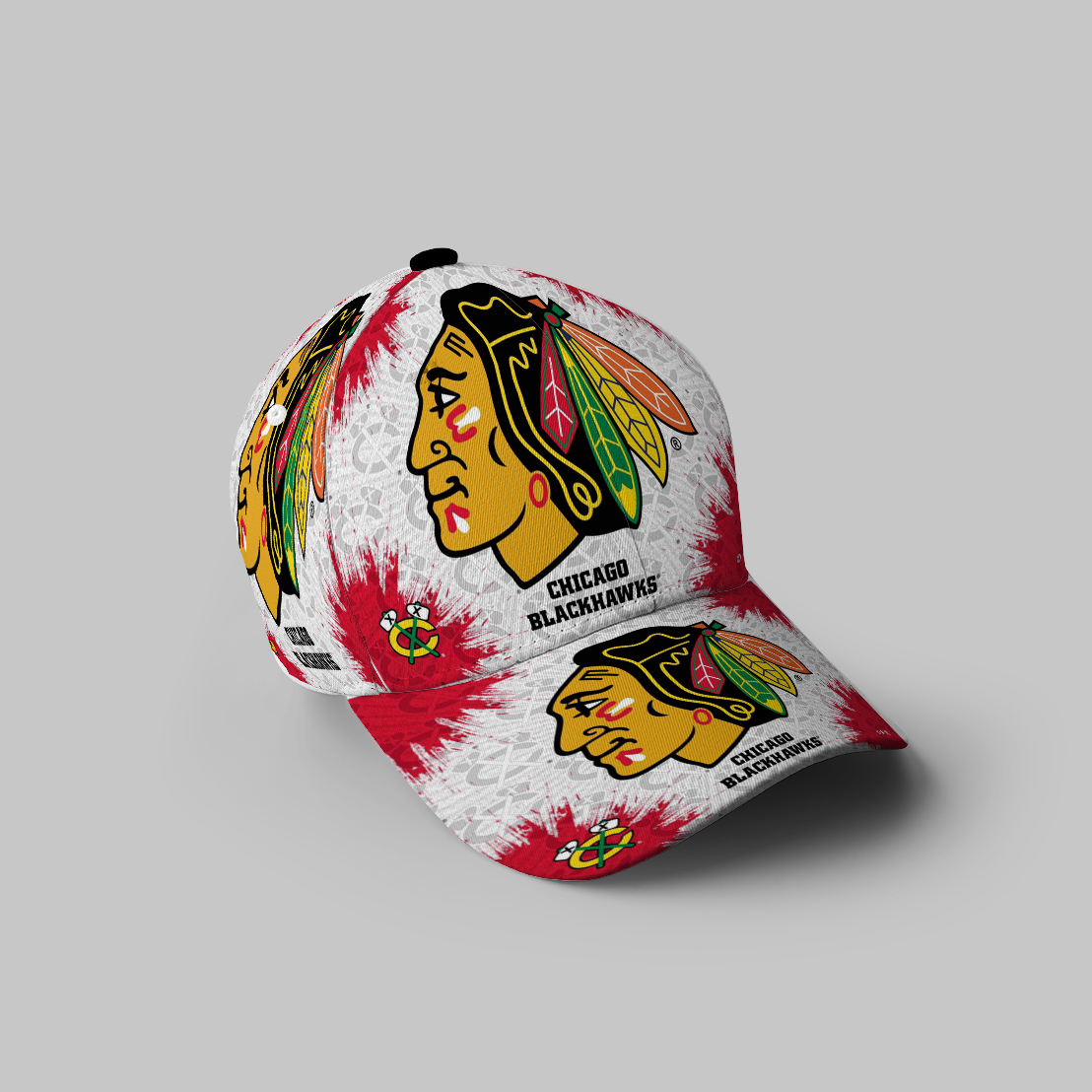 Chicago Blackhawks Emblem Brush Texture 3D Printing Baseball Cap Classic Hat