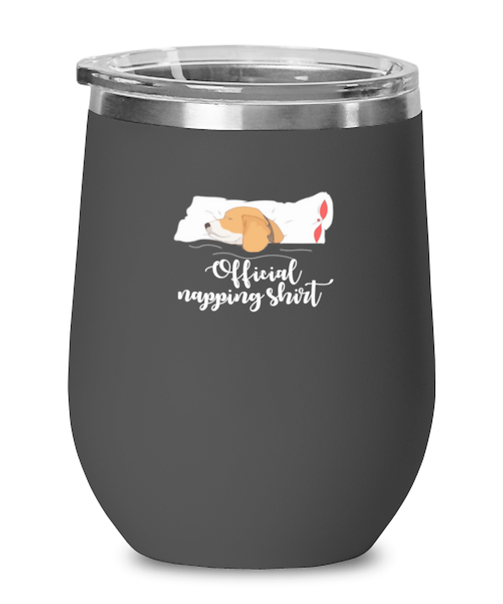 Wine Tumbler Funny Official Napping Beagle Dog Lover