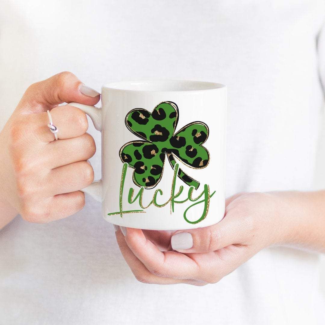 Green Leopard Lucky Shamrock St. Patrick’s Day Printed Mug