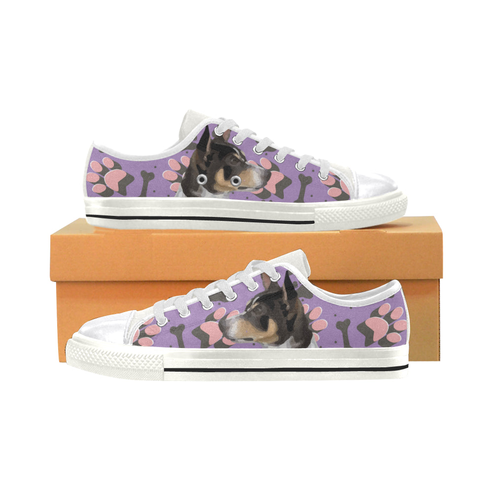 Rat Terrier White Canvas Women’s Shoes/Large Size