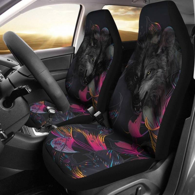 Wolf Grr Car Seat Covers Set of 2 Custom Design