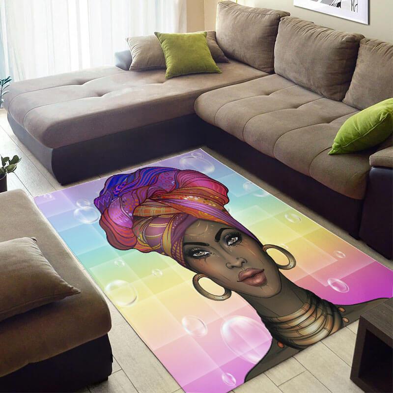 Trendy African American Rug Fancy African Black Queen African Design Floor Carpet African Inspired Home Decor WBG4092