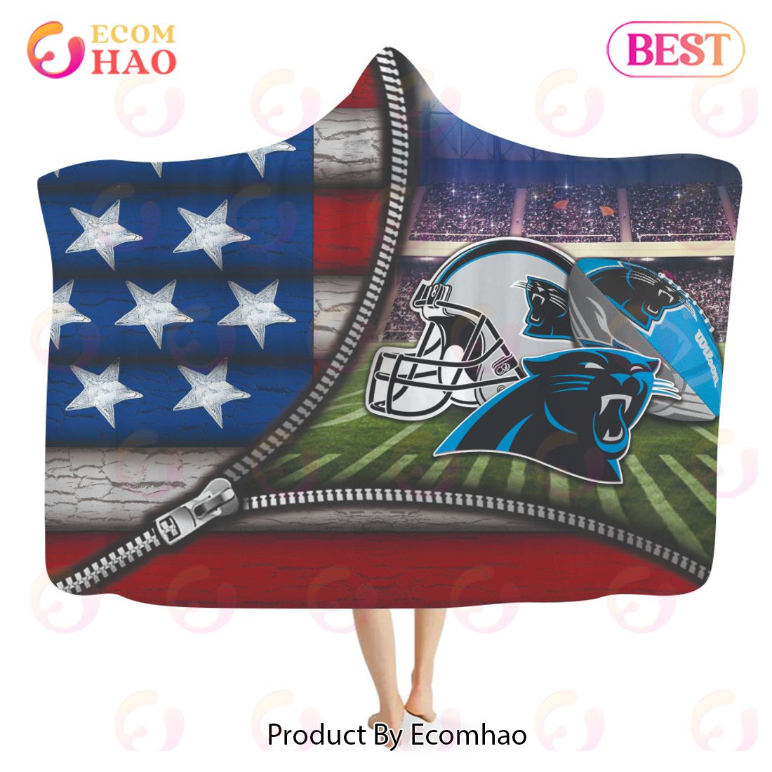 Carolina Panthers Gift For Fan 3D Full Printing Hooded Blanket American