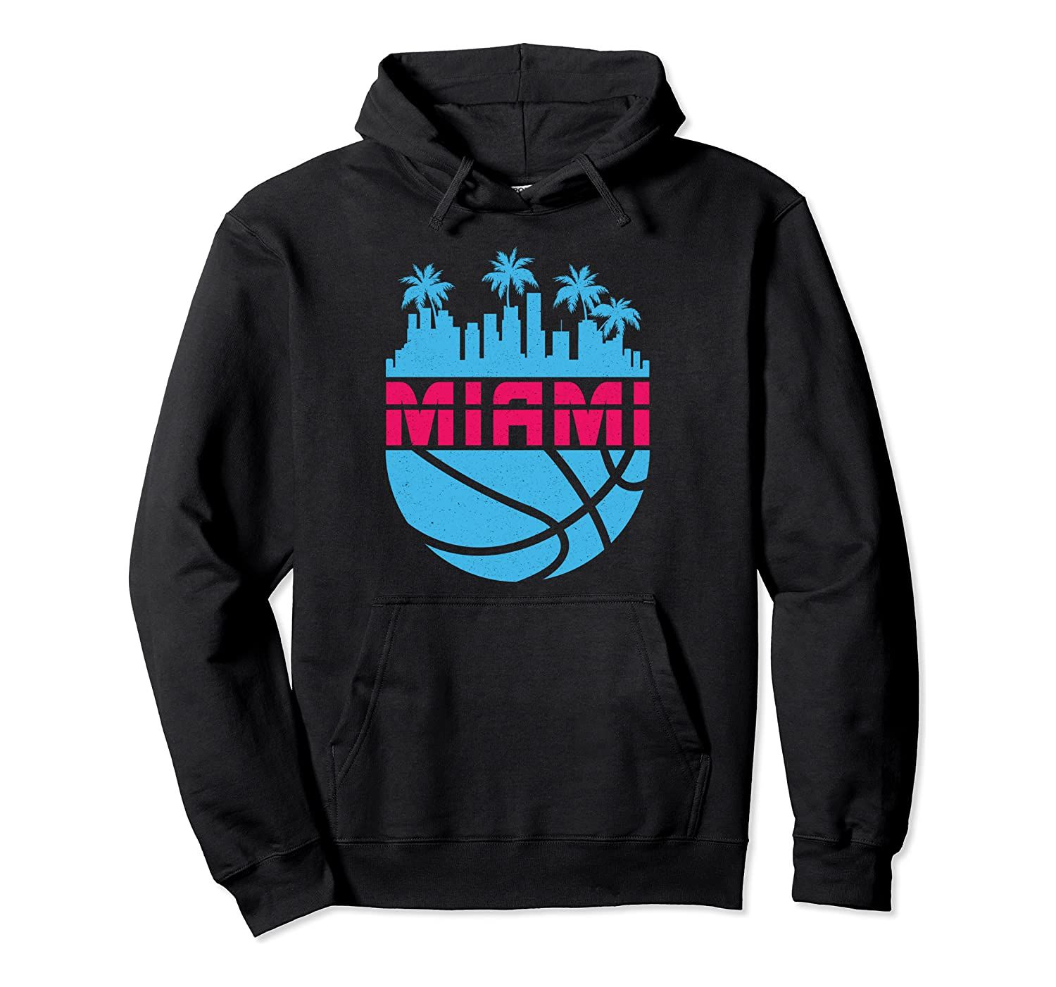 Vintage Miami Florida Cityscape Retro Basketball 80’s Pullover Hoodie, T-Shirt, Sweatshirt, Tank Top, Racerback, Dolman