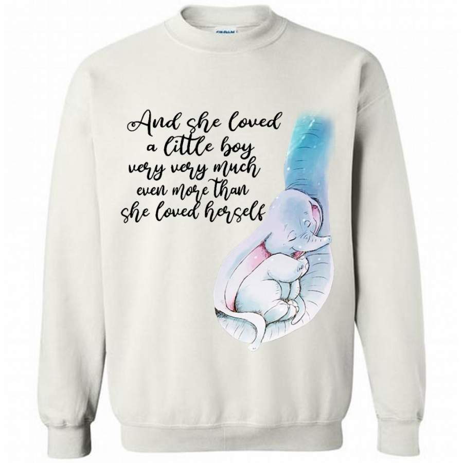 And She Loved A Little Boy Very Very Much Even More Than She Loved Herself, Elephant Design, Mother’s Day Gift – Gildan Crewneck Sweatshirt