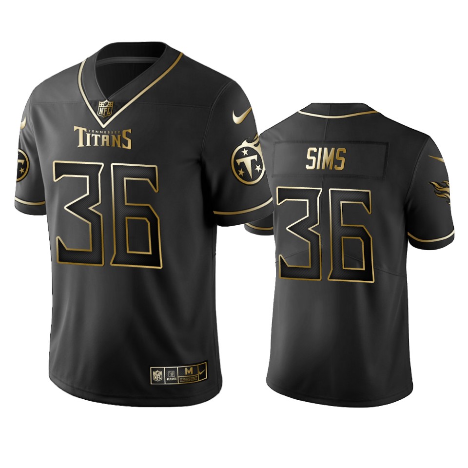 Tennessee Titans Leshaun Sims Black Golden Edition 2019 Vapor Untouchable Limited Jersey – Mens