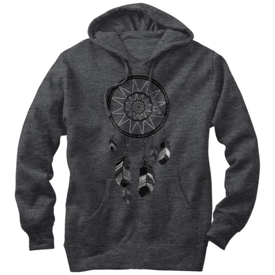 Lost Gods Men’s Feather Dream Catcher  Lightweight Hoodie Charcoal Heather