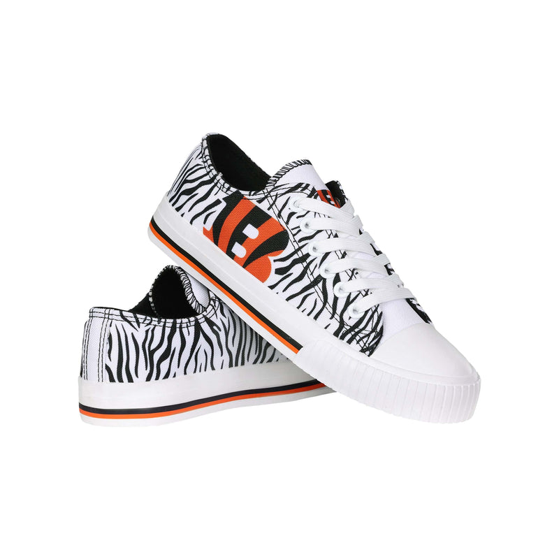 Cincinnati Bengals NFL Womens White Stripe Low Top Canvas Shoes