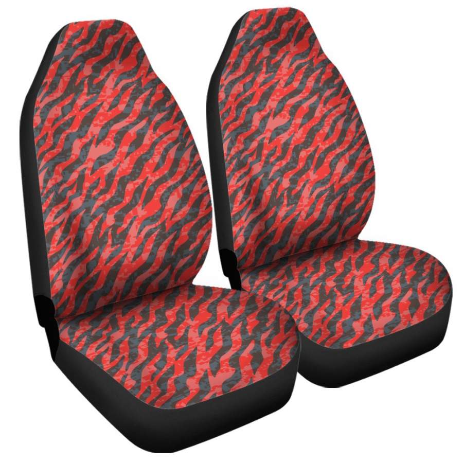 Black And Red Tiger Stripe Camo Print Universal Fit Car Seat Covers