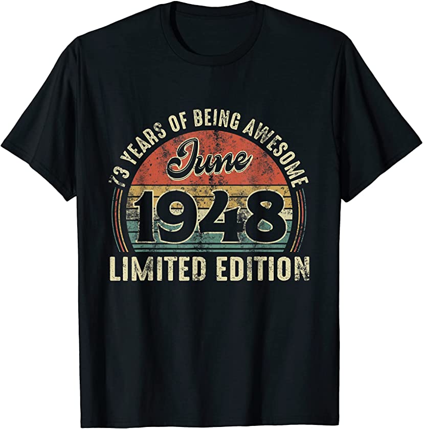 Vintage June 1948 Distressed 73 Year Old Retro 73rd Bday T-Shirt