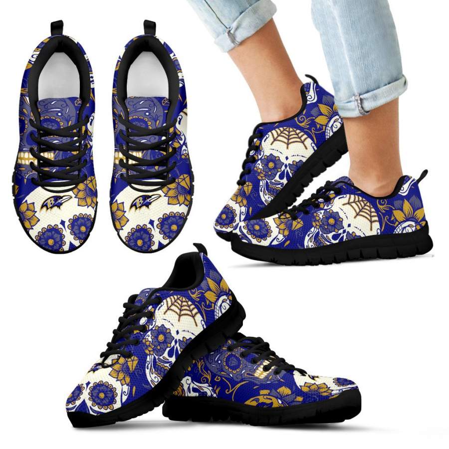 Baltimore Ravens Colorful Sugar Skull Sneakers