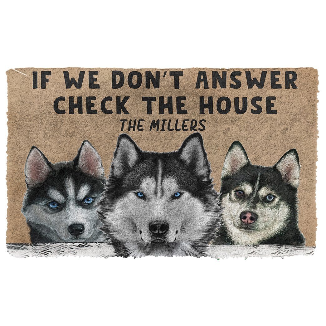 Gearhumans  Gearhuman 3D Check The Husky House Custom Name Doormat