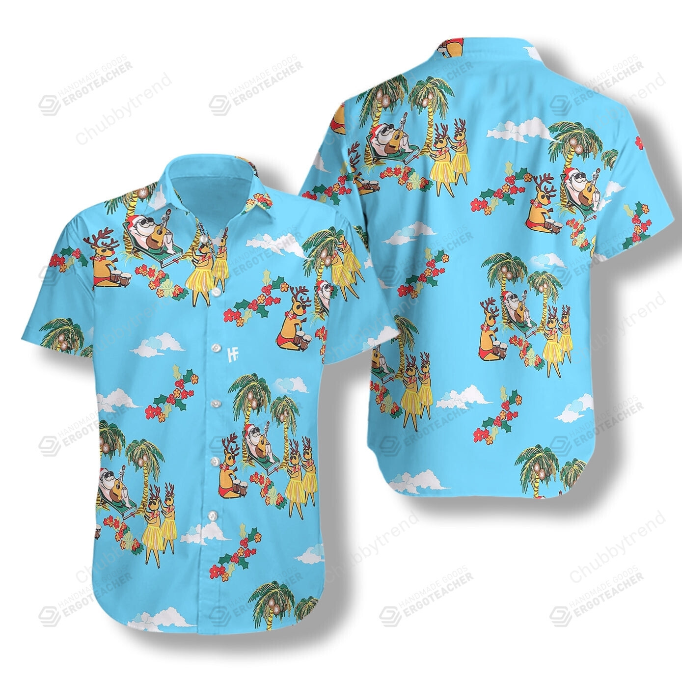 Merry Christmas Santa Claus Blue Hawaii Shirt Ha36658