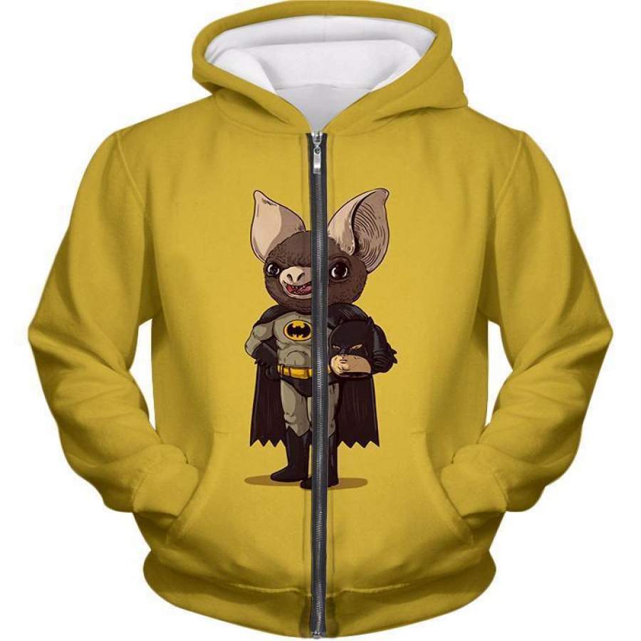 Funny Batman Promo Fan Art Yellow Zip Up Hoodie