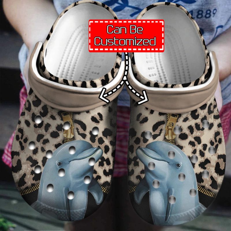 Animal – Personalized Dolphin Leopard Pattern Clog Shoes For Men And Women