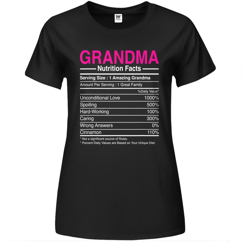 Nutritional Facts Shirt, Nutrition Facts Premium Womens T Shirts, Grandma Nutritional Facts – Funny Grandmother Nutrient Premium Womens T Shirts