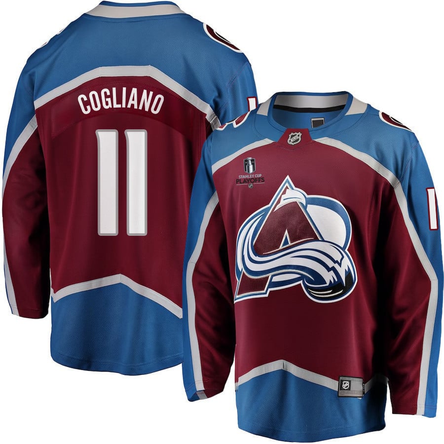 Andrew Cogliano 11 Colorado Avalanche Stanley Cup 2023 Playoffs Patch Home Breakaway Men Jersey – Burgundy