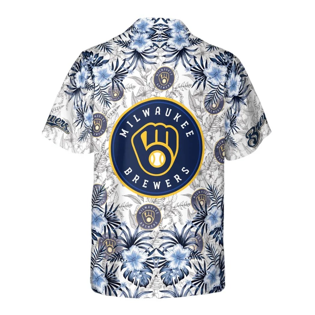 Milwaukee Brewers Hawaiian Shirt Hibiscus Splash