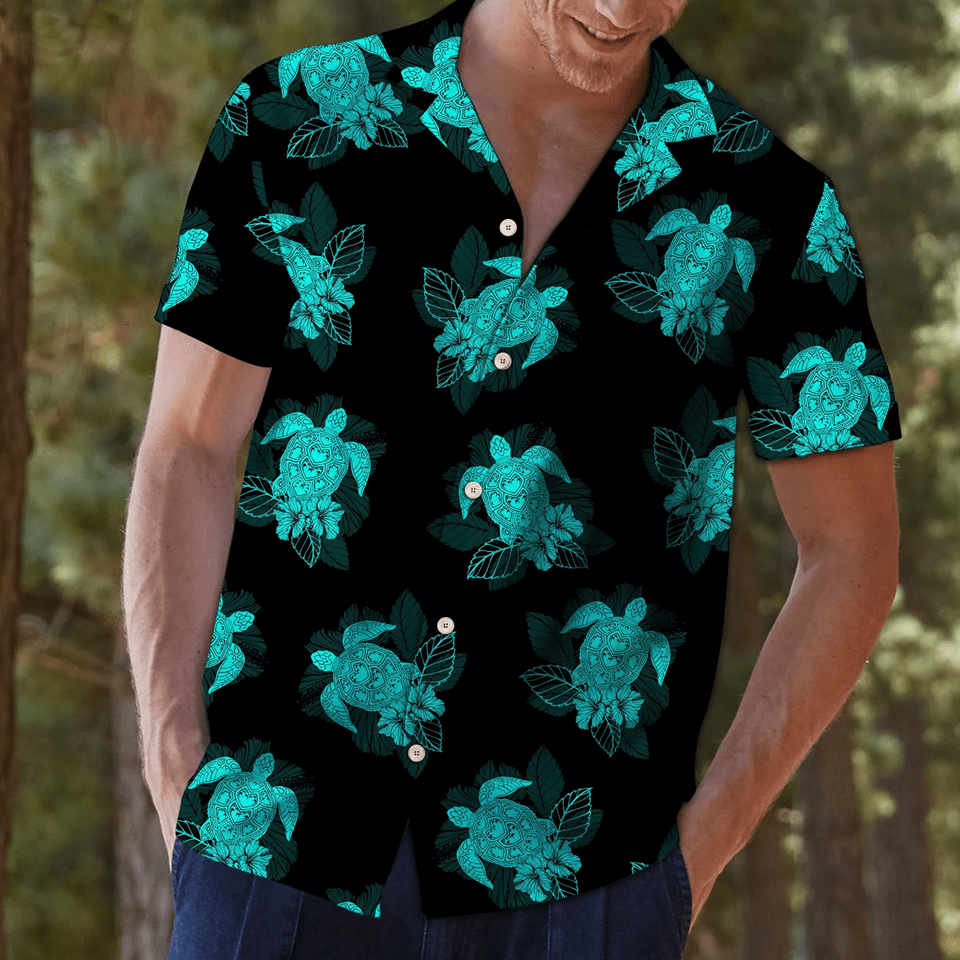 Hawaii Aloha Shirts Turtle Summer Blue Ha35659