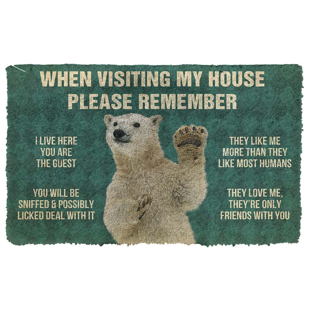 3D Please Remember Polar Bears House Rule Custom Doormat