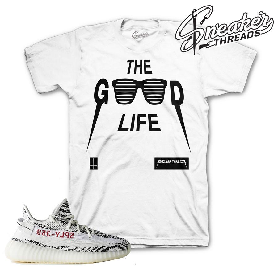 Yeezy 350 Zebra Good Life White Shirt